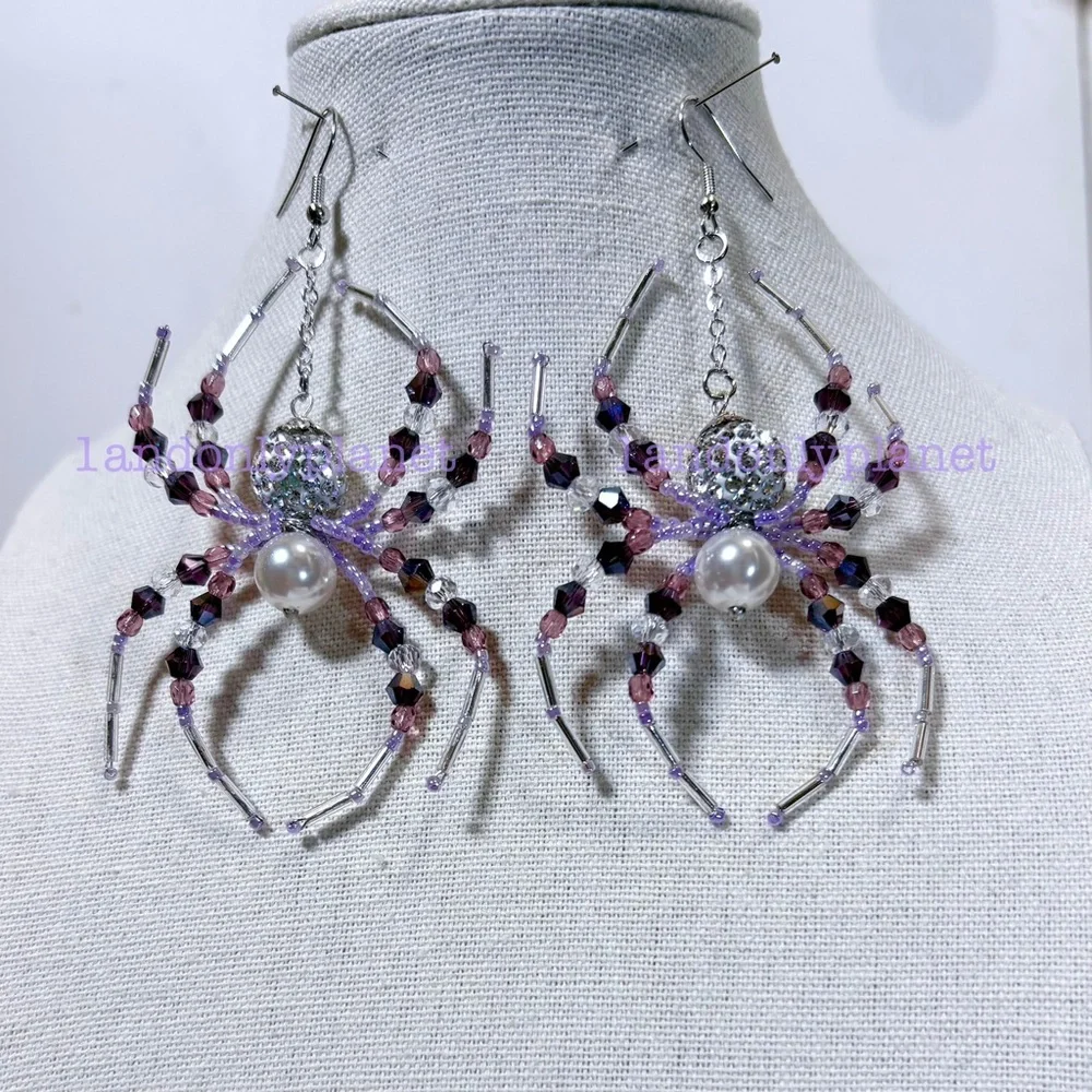 🌹HP🌹LAST 1– NEW Rhinestone Diamond & Amethyst Party Spider Drop Earring